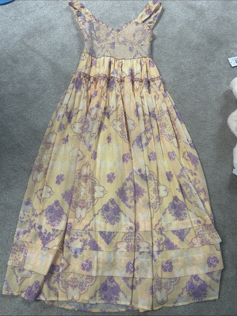 Yellow & Lavender Floral Maxi Sundress